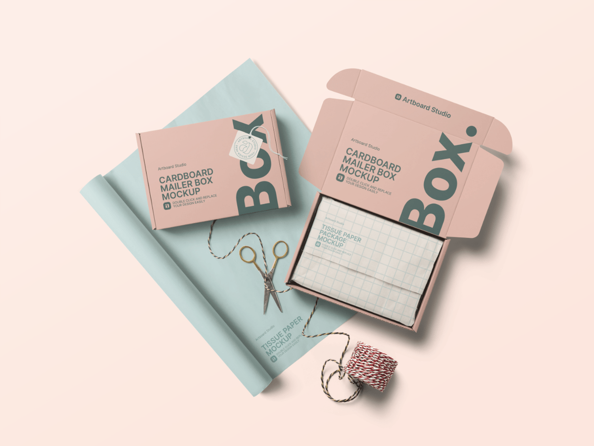 Browse our selection of tissue paper, mailing bags and packing tape. Cardboard Mailer Box Wrapping Tissue Paper Mockup Template