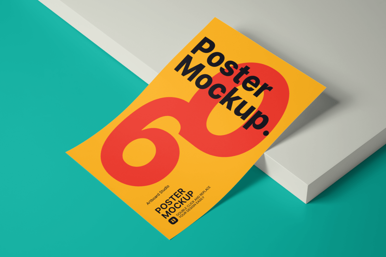 Free transparent cover brochure mockup (psd) brochures. High Angle Perspective Poster Mockup Template