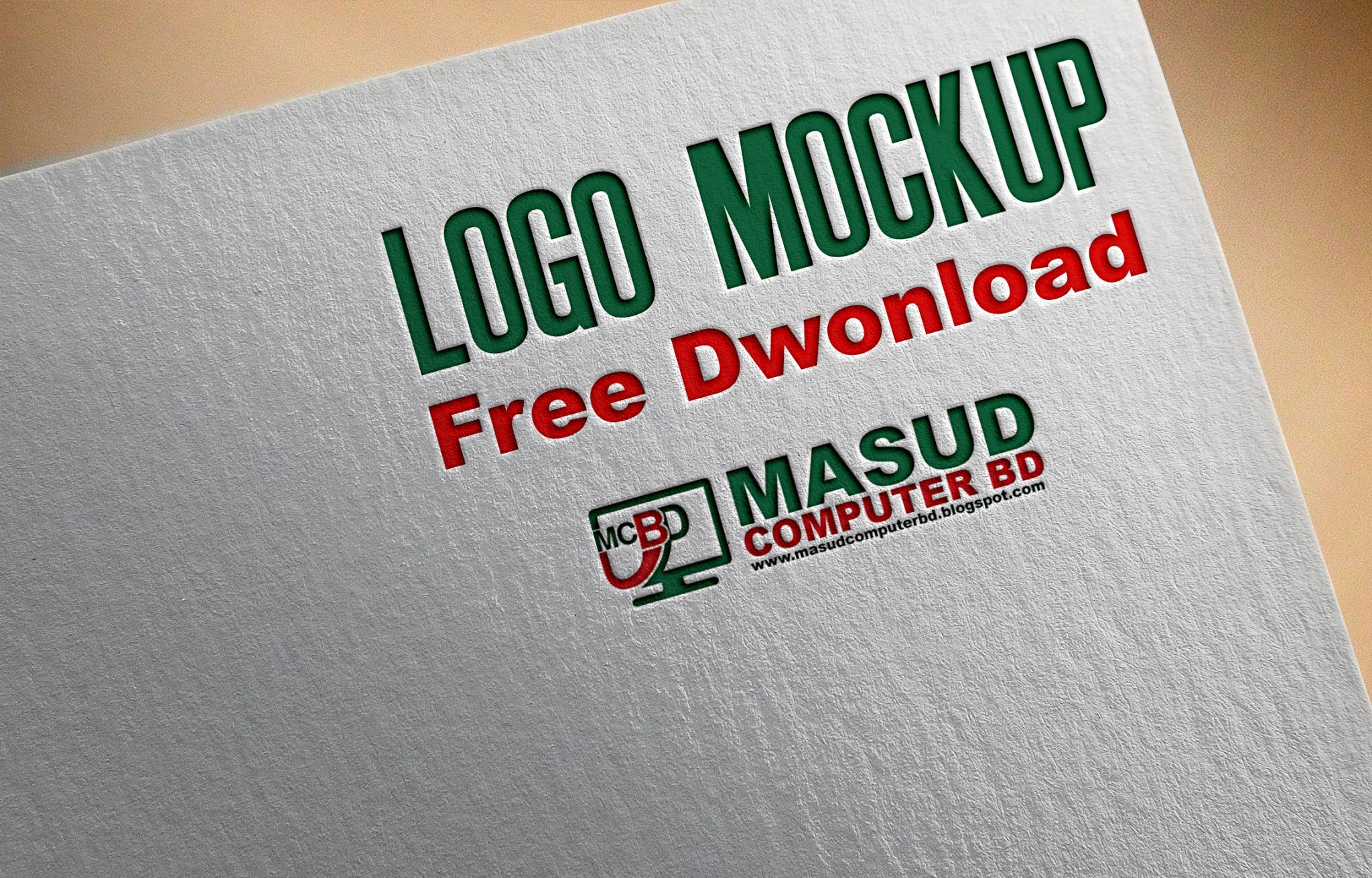 This mockup is all you need to get great . Free Logo Mock Up Paper Edition Punedesign Psd Masud Computer Bd